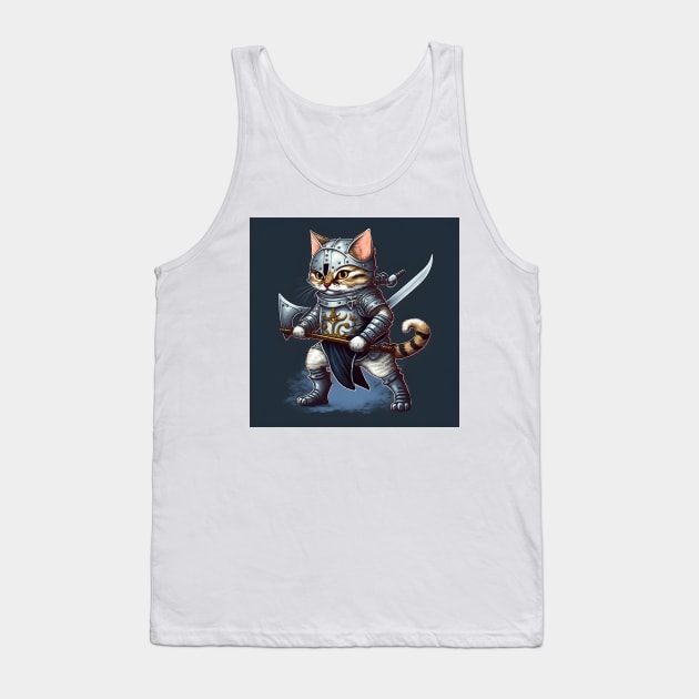 Cute cat in knight armour-Cat with swords-Brave cat-Cats in Medieval times Tank Top by TrvlAstral